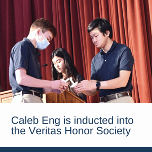 Caleb Eng is inducted into the FCS Veritas Honor Society