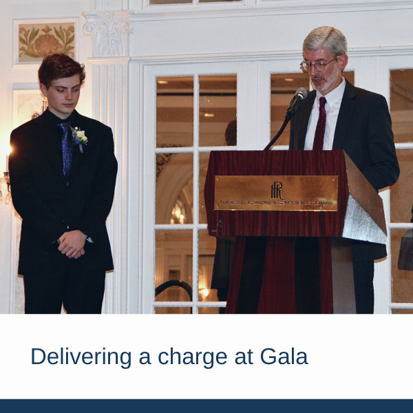 Delivering a charge at Gala  |  Faith Christian School Faculty